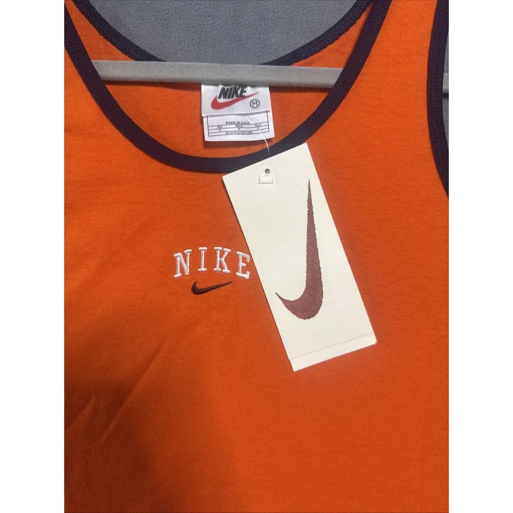 New Vintage Nike Orange Blue Accent Women's Made In USA Sleevless Top Size M